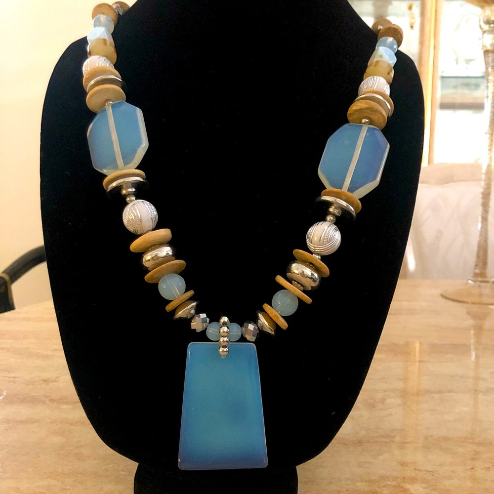 Opalite Multi-Gemstone Silver-tone Necklace